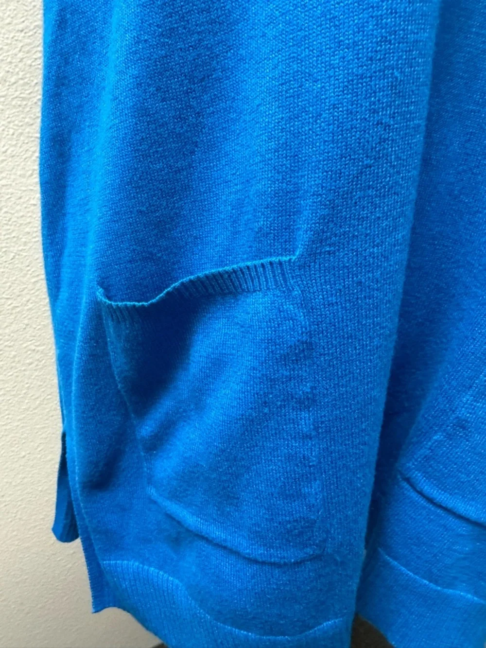 Chico's Teal V Neck Knit Top Short Sleeve Tunic Pockets Size 2 Soft Chic - Picture 3 of 11